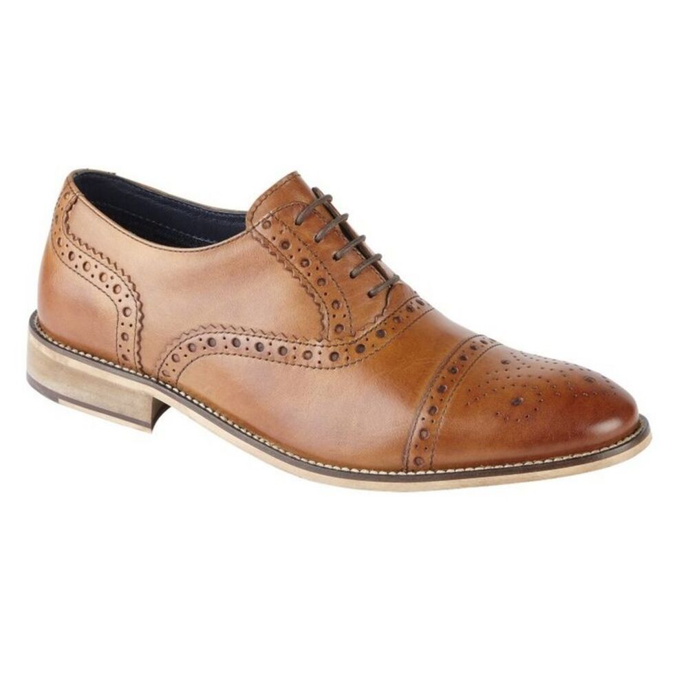 Roamers Mens Leather Brogue/Oxford Shoe / Tan